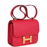 Pre-owned Hermes Constance 24 Rose Extreme Epsom Gold Hardware