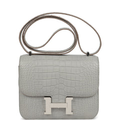 Hermes Constance 18 Gris Perle Matte Alligator Palladium Hardware