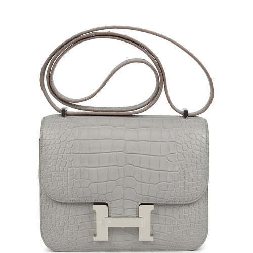 Hermes Constance 18 Gris Perle Matte Alligator Palladium Hardware