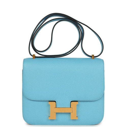 Hermes Constance 1-18 Celeste Epsom Gold Hardware