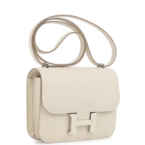 Hermes Constance 18 Craie Epsom Enamel Palladium Hardware