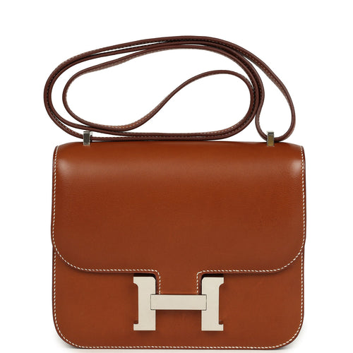 Pre-owned Hermes Constance 18 Fauve Barenia Palladium Hardware