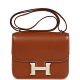 Pre-owned Hermes Constance 18 Fauve Barenia Palladium Hardware