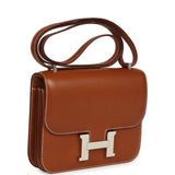 Pre-owned Hermes Constance 18 Fauve Barenia Palladium Hardware