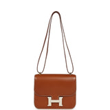 Pre-owned Hermes Constance 18 Fauve Barenia Palladium Hardware