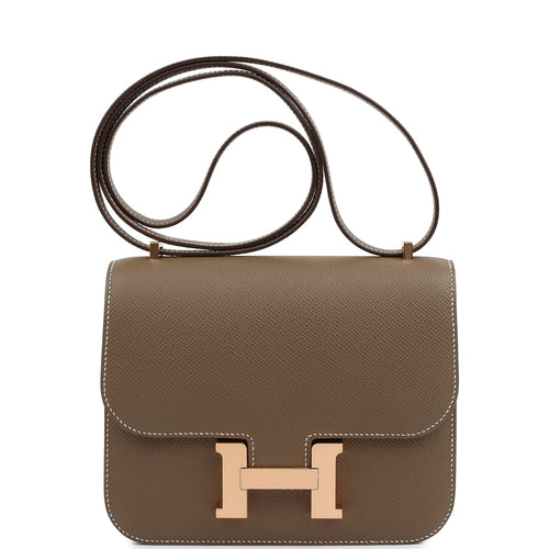 Pre-owned Hermes Constance 18 Etoupe Epsom Rose Gold Hardware