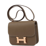 Pre-owned Hermes Constance 18 Etoupe Epsom Rose Gold Hardware