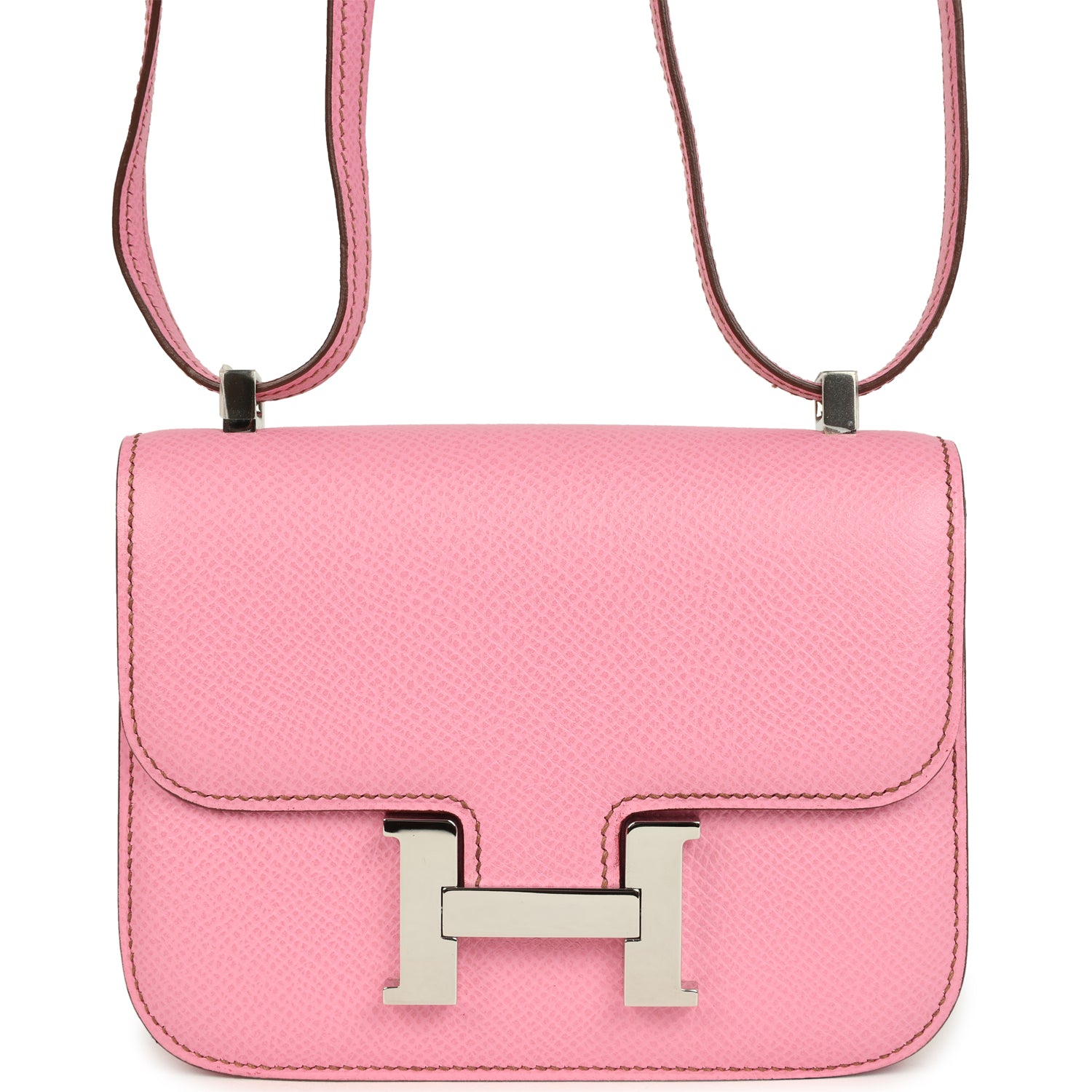 Pre-owned Hermes Micro Constance 14 Bubblegum Epsom Palladium Hardware