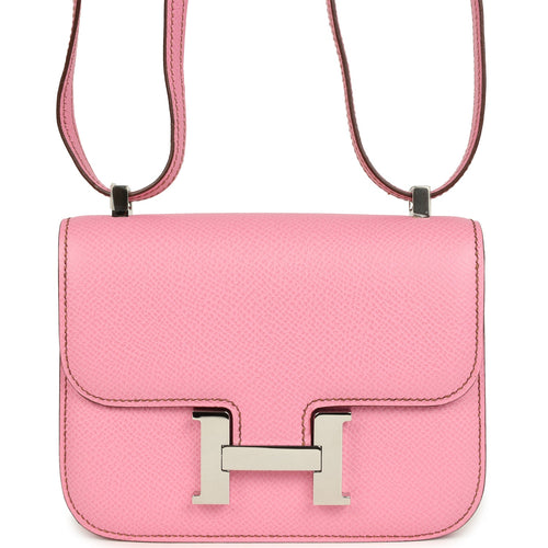 Pre-owned Hermes Micro Constance 14 Bubblegum Epsom Palladium Hardware