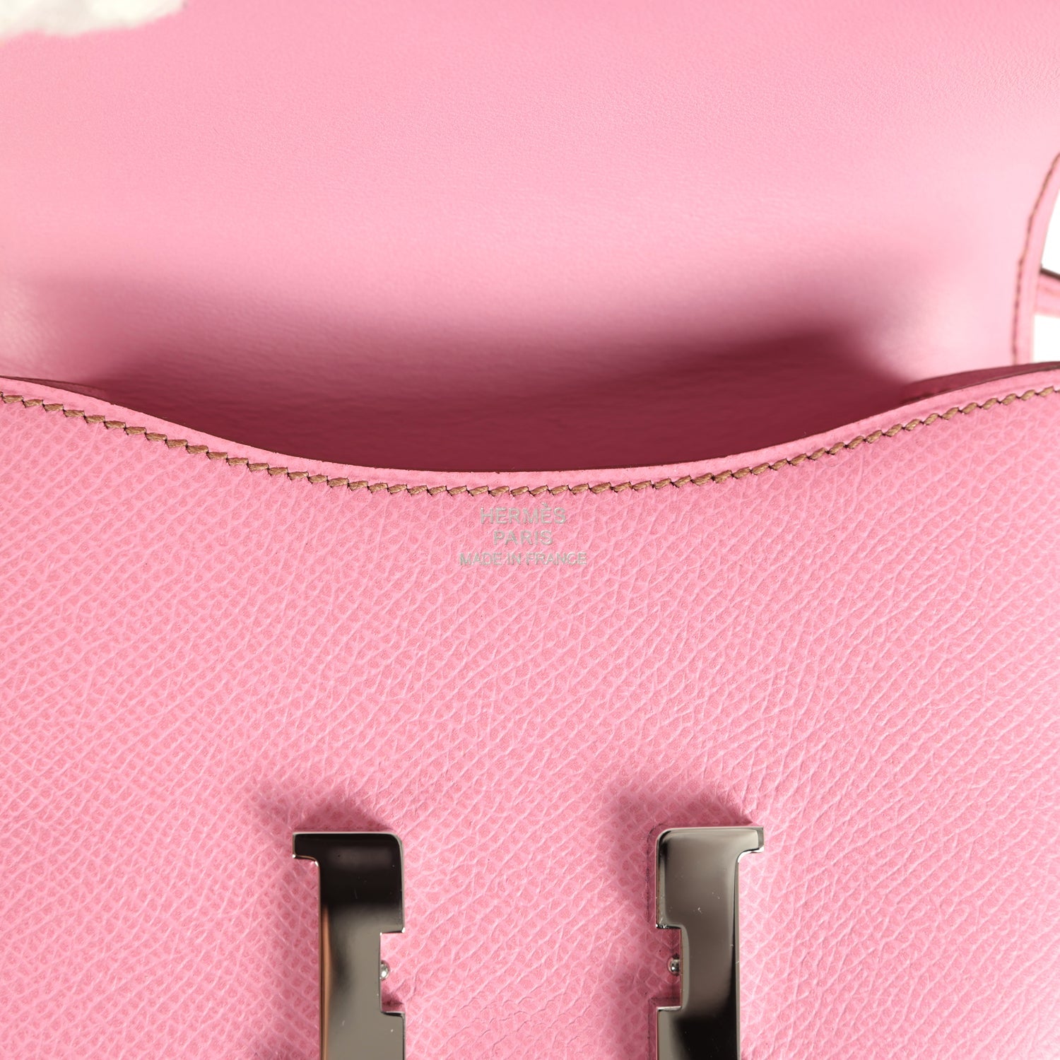 Pre-owned Hermes Micro Constance 14 Bubblegum Epsom Palladium Hardware