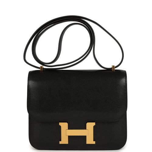 Hermes Constance 18 Black Chevre Chamkila Gold Hardware