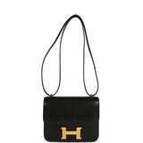 Hermes Constance 18 Black Chevre Chamkila Gold Hardware