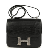 Hermes Constance 24 Black Matte Alligator and Ombre Lizard Marquette Palladium Hardware