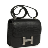 Hermes Constance 24 Black Matte Alligator and Ombre Lizard Marquette Palladium Hardware