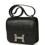 Hermes Constance 24 Black Matte Alligator and Ombre Lizard Marquette Palladium Hardware