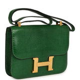 Vintage Hermes Constance 24 Vert Emerald Varanus Salvator Lizard Gold Hardware