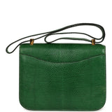 Vintage Hermes Constance 24 Vert Emerald Varanus Salvator Lizard Gold Hardware