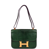 Vintage Hermes Constance 24 Vert Emerald Varanus Salvator Lizard Gold Hardware