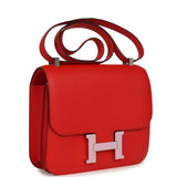 Pre-owned Hermes Constance 24 Rouge De Coeur Epsom Lacquered Palladium Hardware