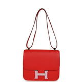 Pre-owned Hermes Constance 24 Rouge De Coeur Epsom Lacquered Palladium Hardware