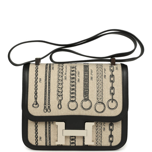 Pre-owned Hermes Constance 24 Toile De Camp Déchaînée and Black Swift Palladium Hardware