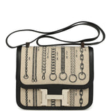 Pre-owned Hermes Constance 24 Toile De Camp Déchaînée and Black Swift Palladium Hardware