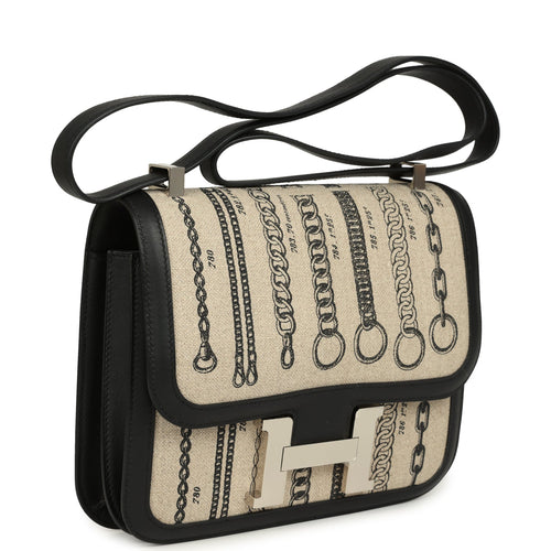 Pre-owned Hermes Constance 24 Toile De Camp Déchaînée and Black Swift Palladium Hardware