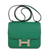 Pre-owned Hermes Constance 18 Vert Vertigo Evercolor Palladium Hardware