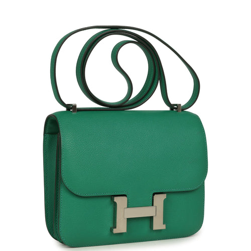 Pre-owned Hermes Constance 18 Vert Vertigo Evercolor Palladium Hardware