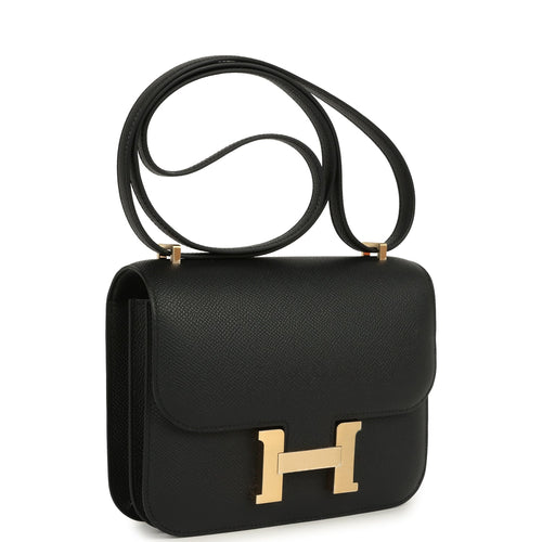 Hermes Constance 18 Black Epsom Brushed Permabrass Hardware