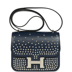 Hermes Constance 18 Clouté Bleu Abysse Box Palladium Hardware