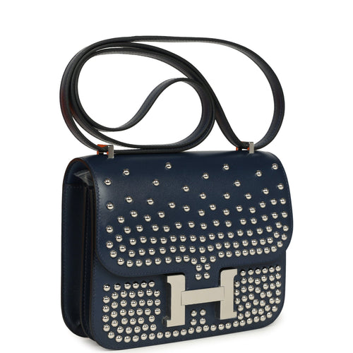Hermes Constance 18 Clouté Bleu Abysse Box Palladium Hardware