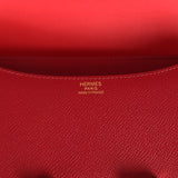 Pre-owned Hermes Constance 24 Rouge Grenat Verso Epsom Lacquered Permabrass Hardware
