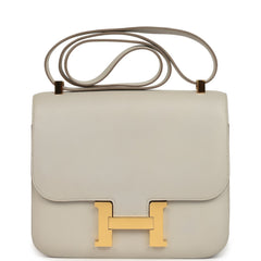 Pre-owned Hermes Constance 24 Gris Perle Evercolor Gold Hardware