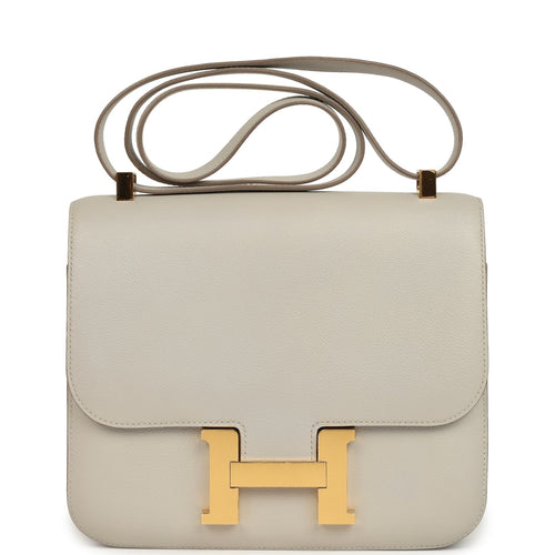 Pre-owned Hermes Constance 24 Gris Perle Evercolor Gold Hardware