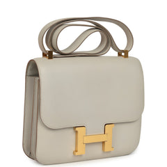 Pre-owned Hermes Constance 24 Gris Perle Evercolor Gold Hardware