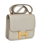 Pre-owned Hermes Constance 24 Gris Perle Evercolor Gold Hardware