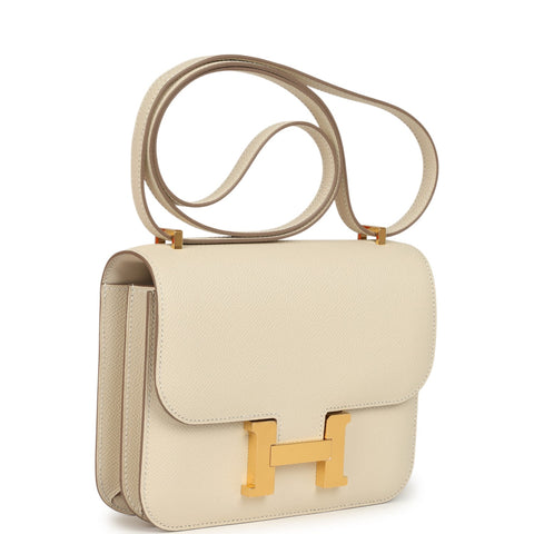 Hermes Constance 18 Craie Epsom Gold Hardware