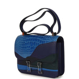Hermes "Au Bout Du Monde" Constance 24 Bleu Zellige, Bleu Encre, Bleu Nuit, Vert Anglais, Shiny Alligator, Chevre, Swift, Sombrero, Box, Lacquered Palladium Hardware