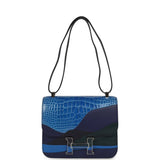 Hermes "Au Bout Du Monde" Constance 24 Bleu Zellige, Bleu Encre, Bleu Nuit, Vert Anglais, Shiny Alligator, Chevre, Swift, Sombrero, Box, Lacquered Palladium Hardware
