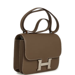 Pre-owned Hermes Constance 24 Etoupe Epsom Palladium Hardware