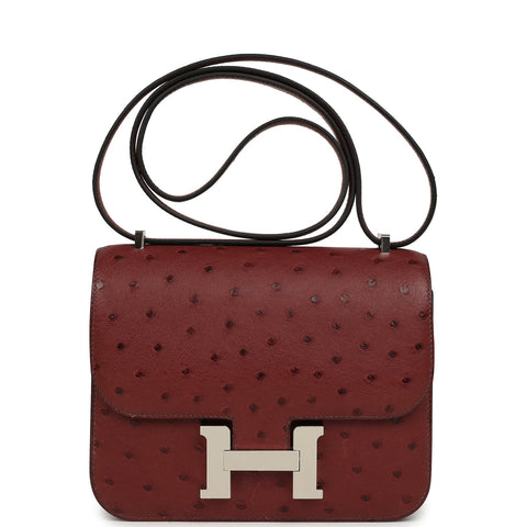 Hermes Constance 18 Rouge H Ostrich Palladium Hardware