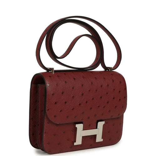 Hermes Constance 18 Rouge H Ostrich Palladium Hardware