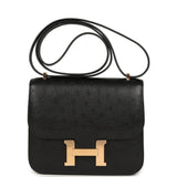 Pre-owned Hermes Constance 18 Black Ostrich Rose Gold Hardware - Thumbnail View 1