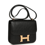 Pre-owned Hermes Constance 18 Black Ostrich Rose Gold Hardware - Thumbnail View 2