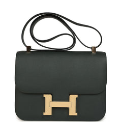 Hermes Constance 1-24 Vert Fonce Epsom Permabrass Hardware