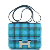 Hermes Constance 18 Tartan Celeste Swift Palladium Hardware - Thumbnail View 1