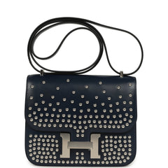Hermes Constance 18 Clouté Bleu Abysse Box Palladium Hardware