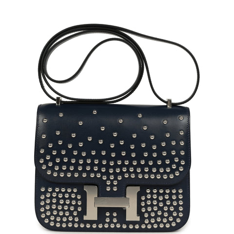 Hermes Constance 18 Clouté Bleu Abysse Box Palladium Hardware