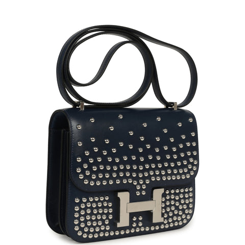 Hermes Constance 18 Clouté Bleu Abysse Box Palladium Hardware